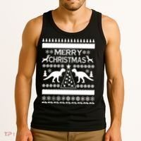 Merry Ugly Christmas T-Rex Sweater Tank Top thumb 3