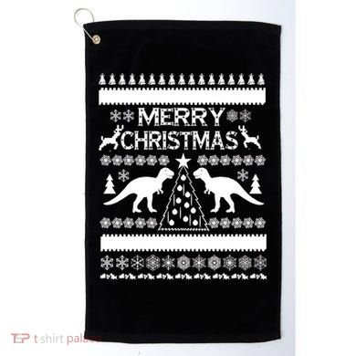 Merry Ugly Christmas T-Rex Sweater Golf Towel