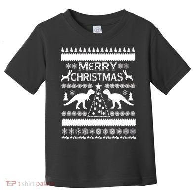 Merry Ugly Christmas T-Rex Sweater Toddler T-Shirt
