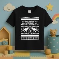 Merry Ugly Christmas T-Rex Sweater Toddler T-Shirt thumb 3