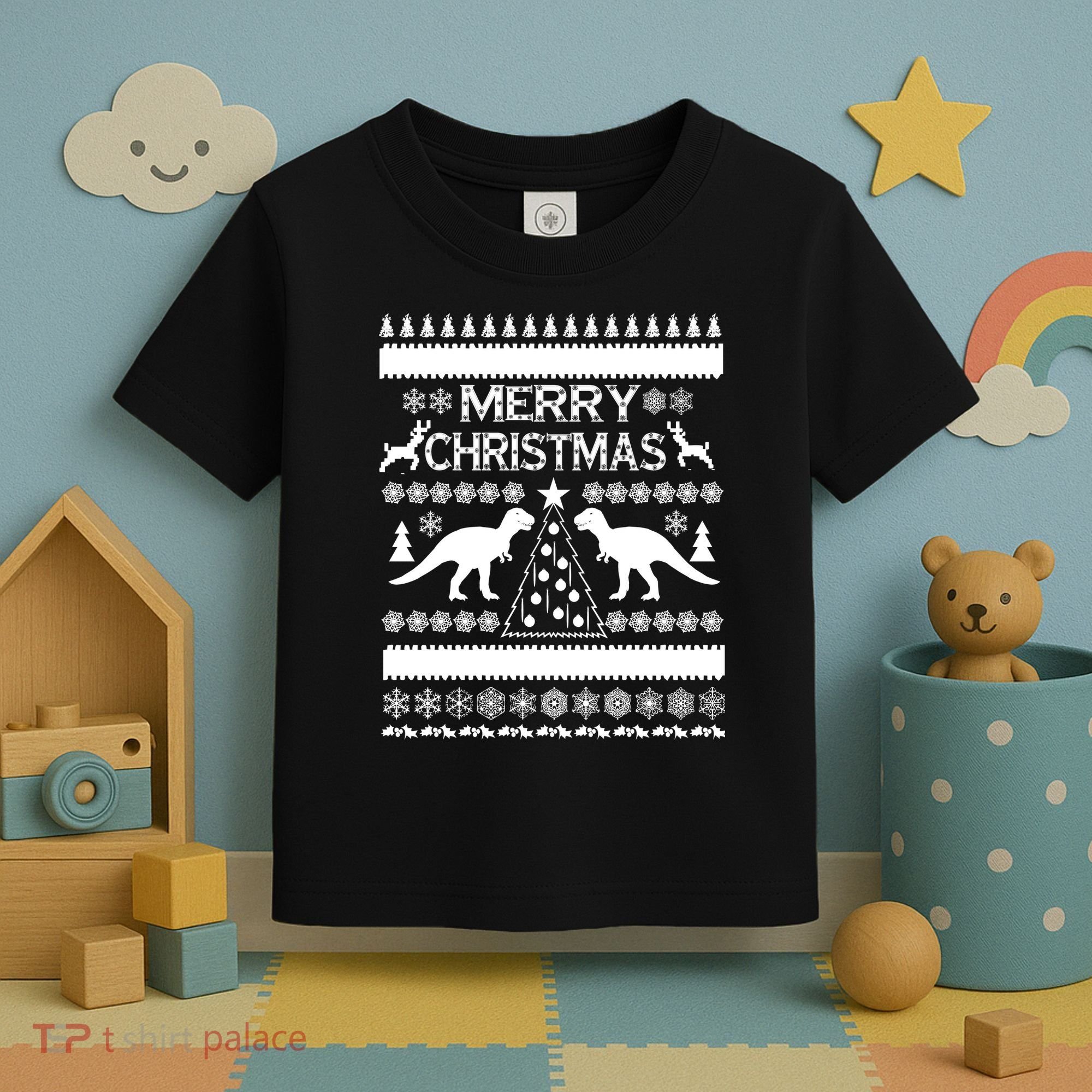 Merry Ugly Christmas T-Rex Sweater Toddler T-Shirt