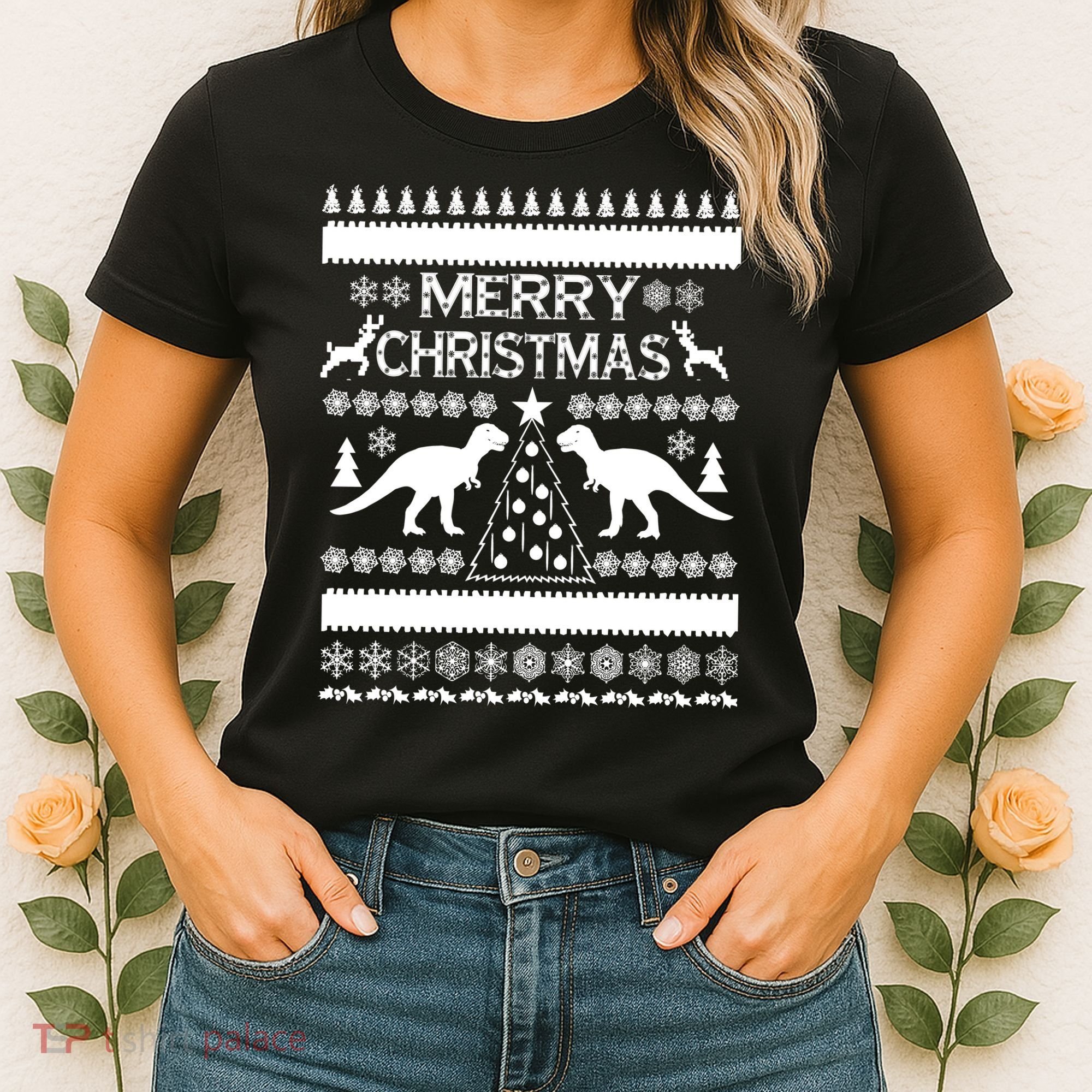 Merry Ugly Christmas T-Rex Sweater Women's T-Shirt