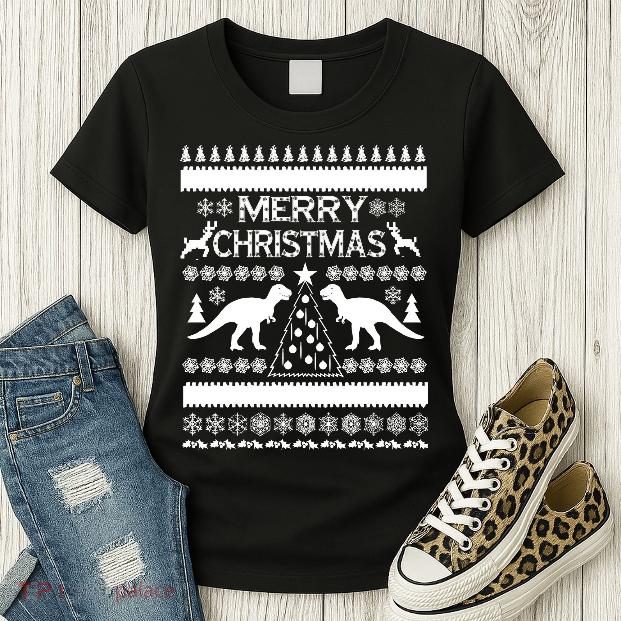 Merry Ugly Christmas T-Rex Sweater Women's T-Shirt