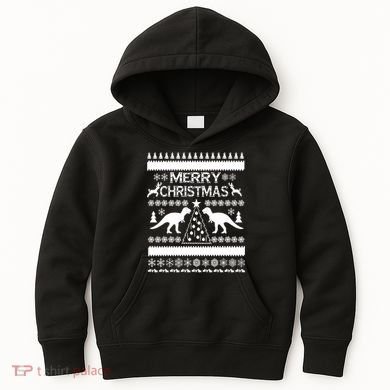Merry Ugly Christmas T-Rex Sweater Kids Hoodie