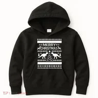 Merry Ugly Christmas T-Rex Sweater Kids Hoodie thumb 0