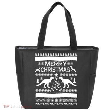 Merry Ugly Christmas T-Rex Sweater Tote Bag