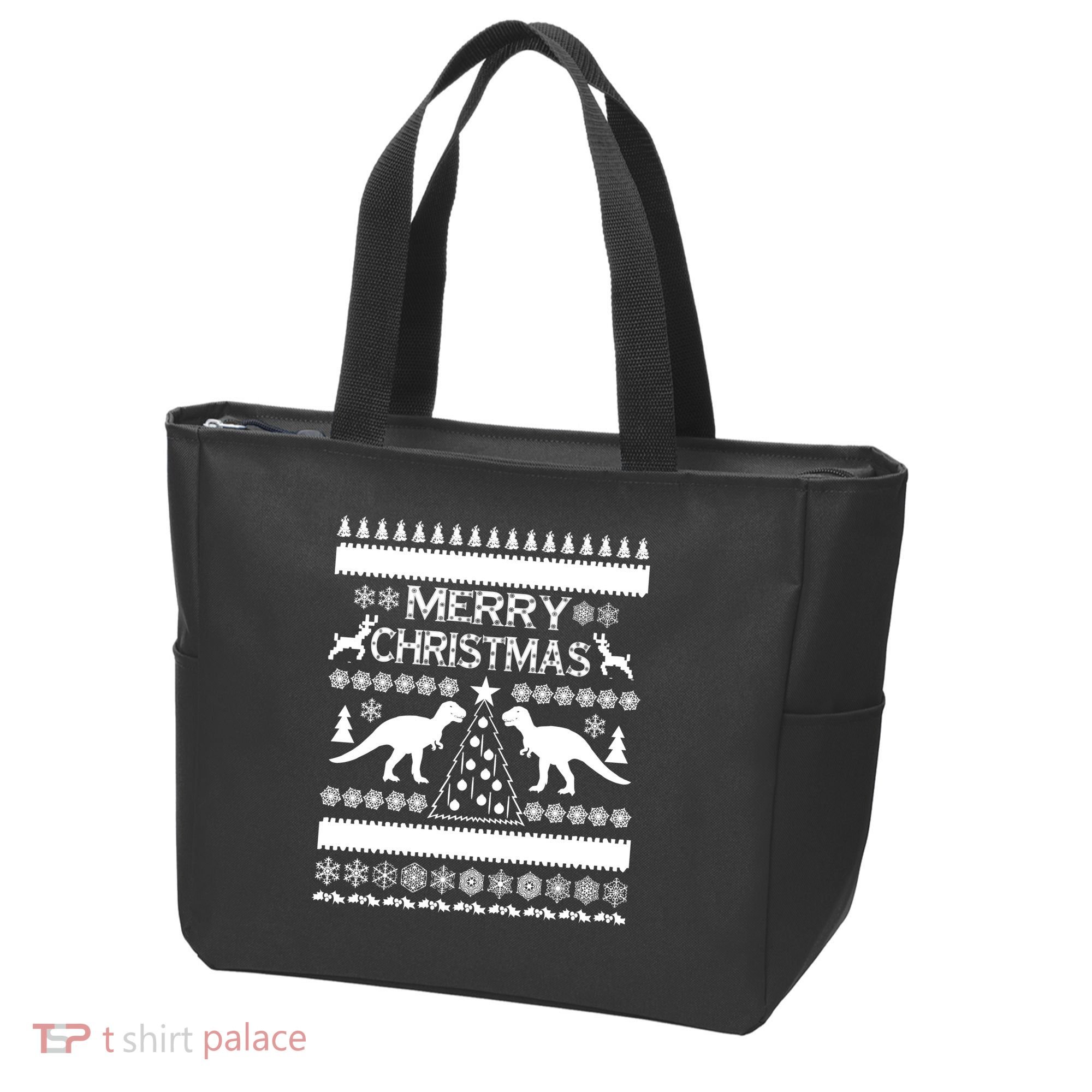 Merry Ugly Christmas T-Rex Sweater Tote Bag