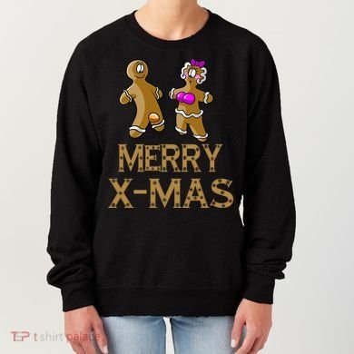 Merry X-Mas Funny Gingerbread Couple Women's Sweatshirt