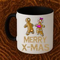 Merry X-Mas Funny Gingerbread Couple Coffee Mug thumb 2