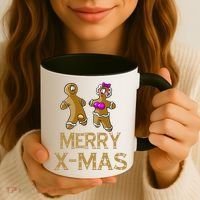 Merry X-Mas Funny Gingerbread Couple Coffee Mug thumb 3