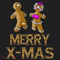 Merry X-Mas Funny Gingerbread Couple Golf Towel thumb 3