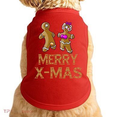 Merry X-Mas Funny Gingerbread Couple Doggie Tank