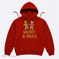 Merry X-Mas Funny Gingerbread Couple Hoodie thumb 0