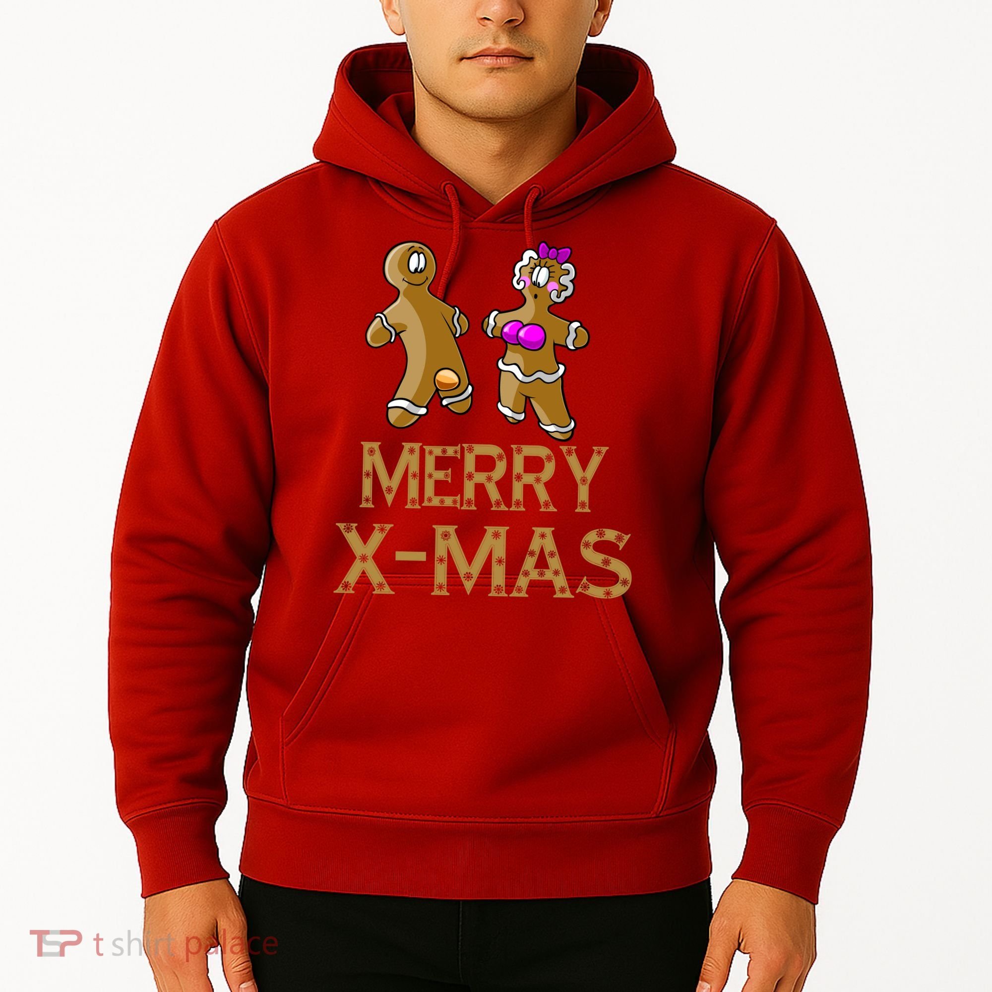 Merry X-Mas Funny Gingerbread Couple Hoodie