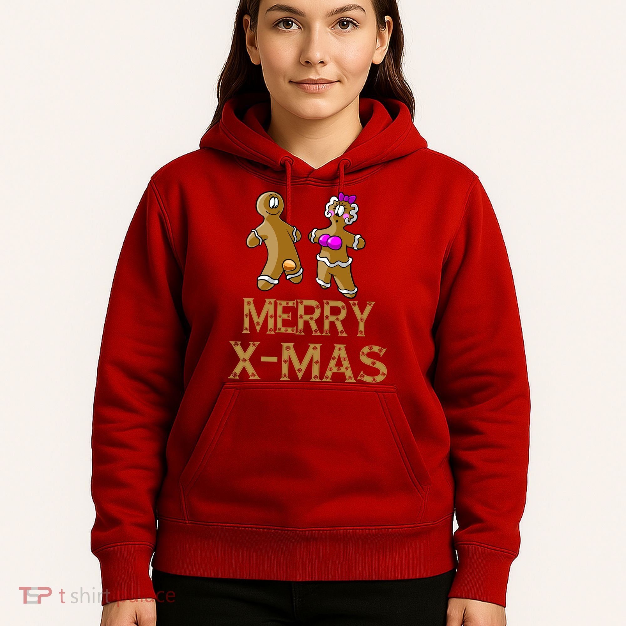 Merry X-Mas Funny Gingerbread Couple Hoodie