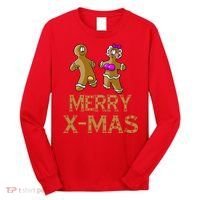 Merry X-Mas Funny Gingerbread Couple Long Sleeve Shirt thumb 0