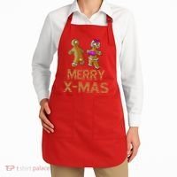 Merry X-Mas Funny Gingerbread Couple Apron thumb 2