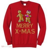 Merry X-Mas Funny Gingerbread Couple Sweatshirt thumb 0