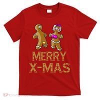 Merry X-Mas Funny Gingerbread Couple T-Shirt thumb 0