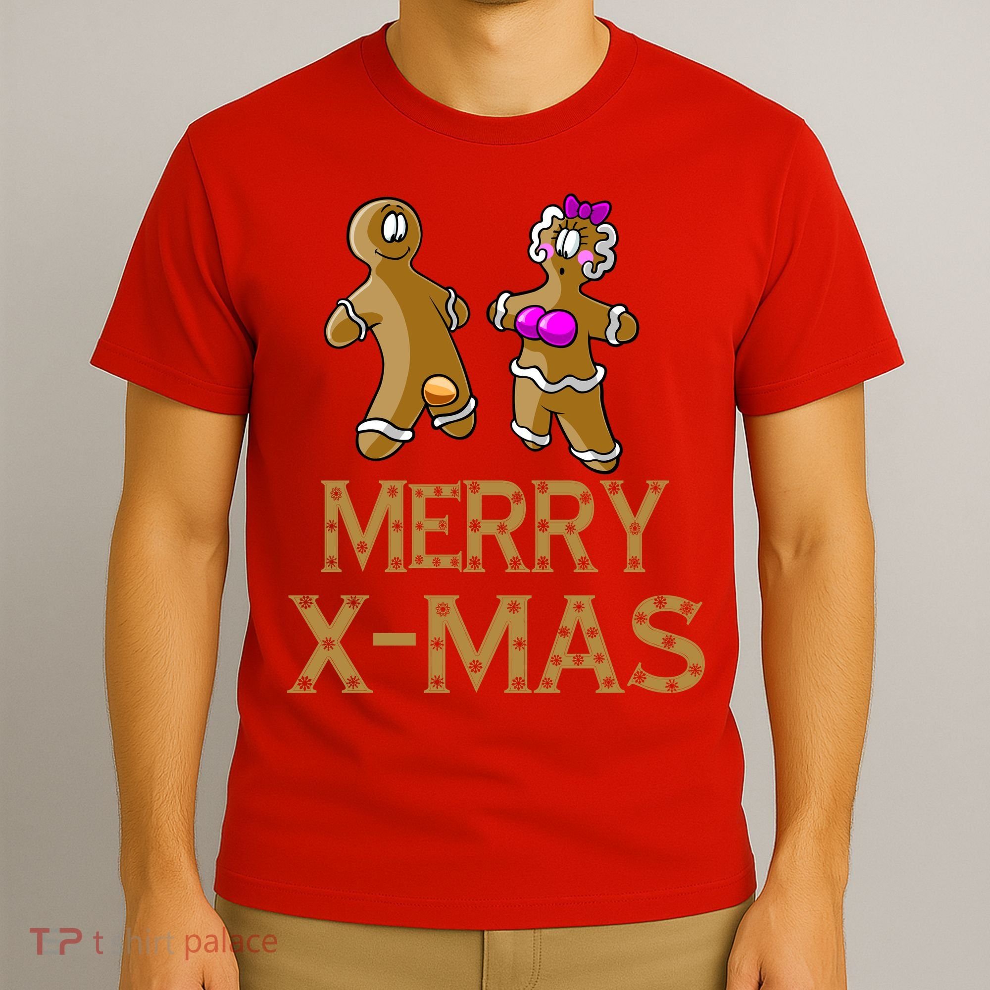 Merry X-Mas Funny Gingerbread Couple T-Shirt