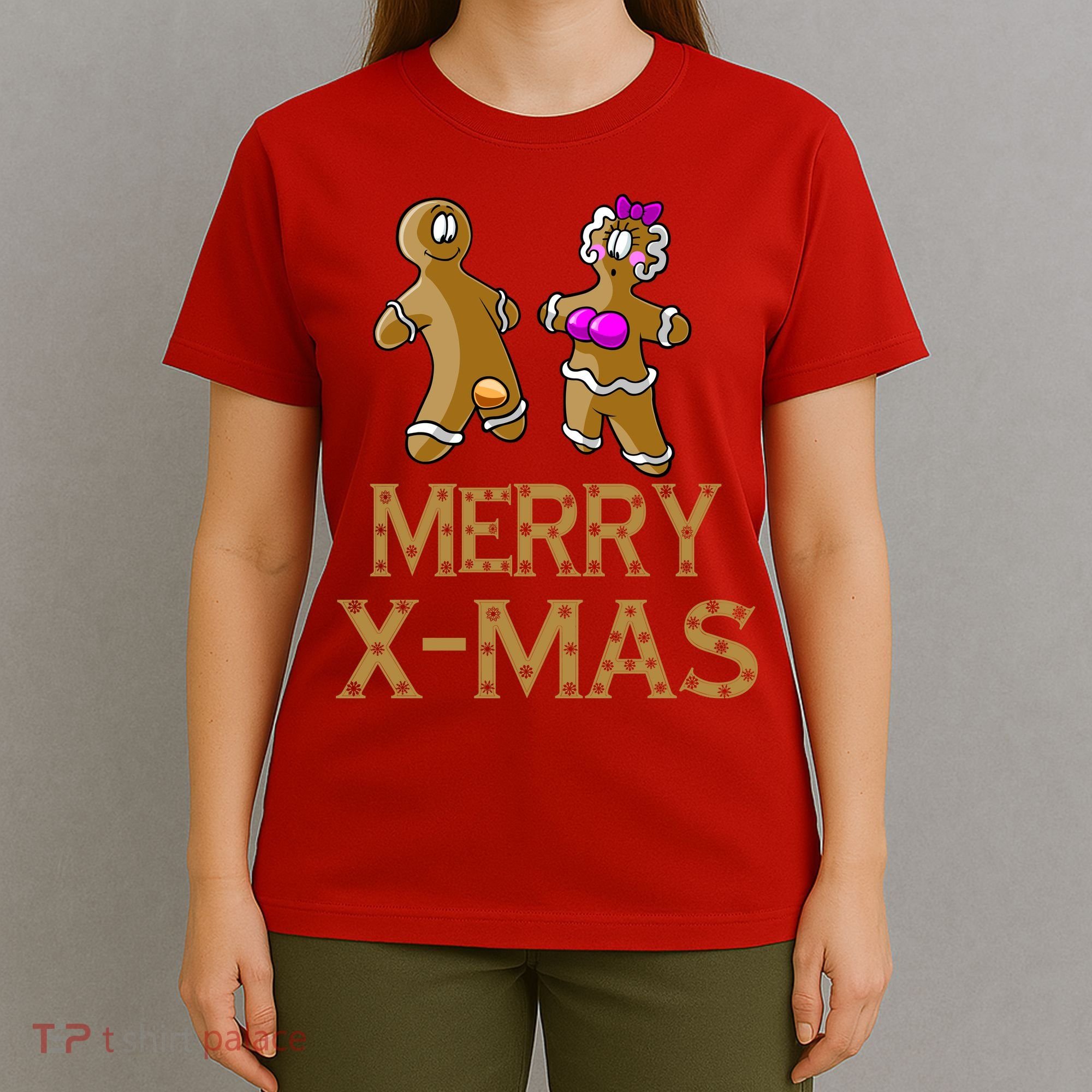 Merry X-Mas Funny Gingerbread Couple T-Shirt