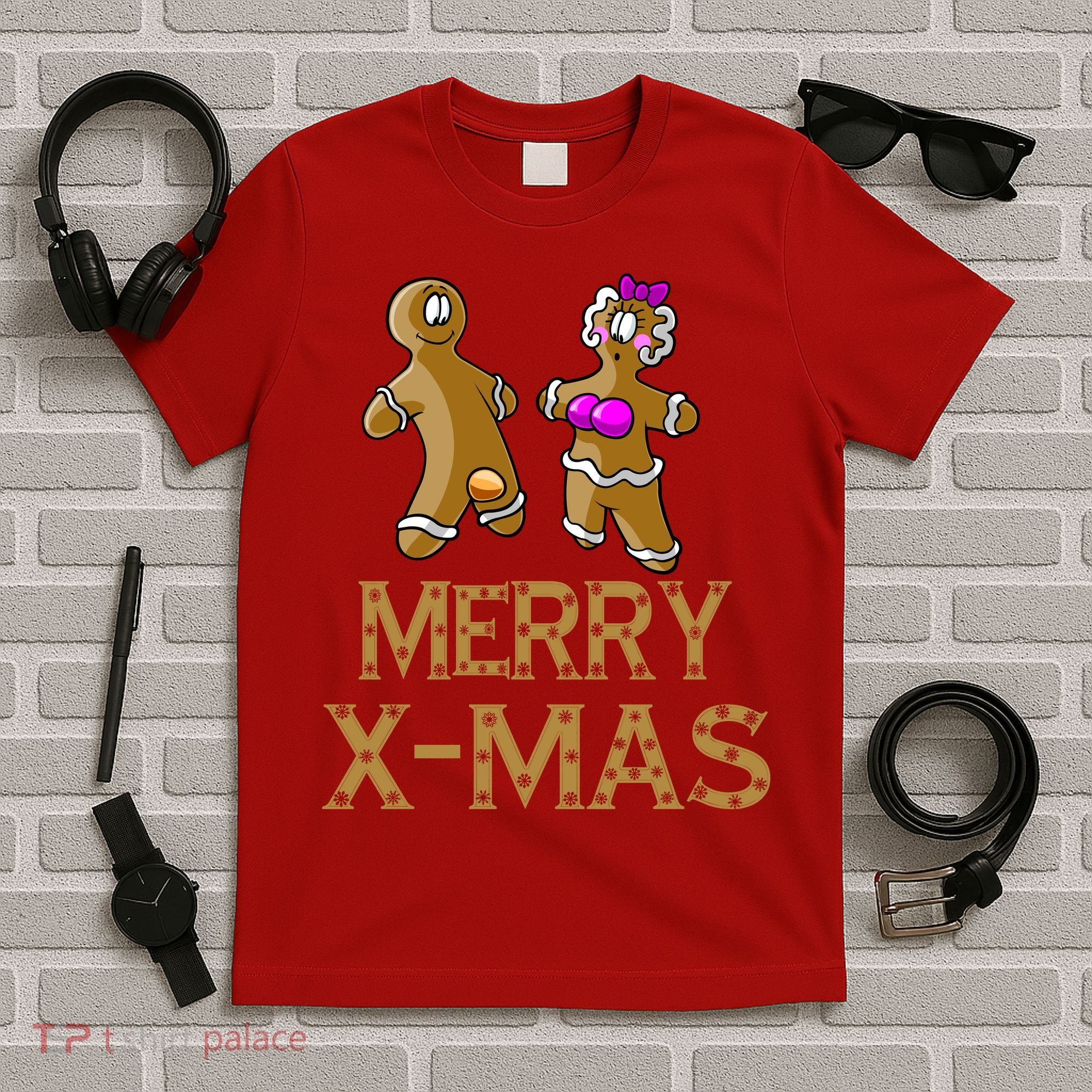 Merry X-Mas Funny Gingerbread Couple T-Shirt