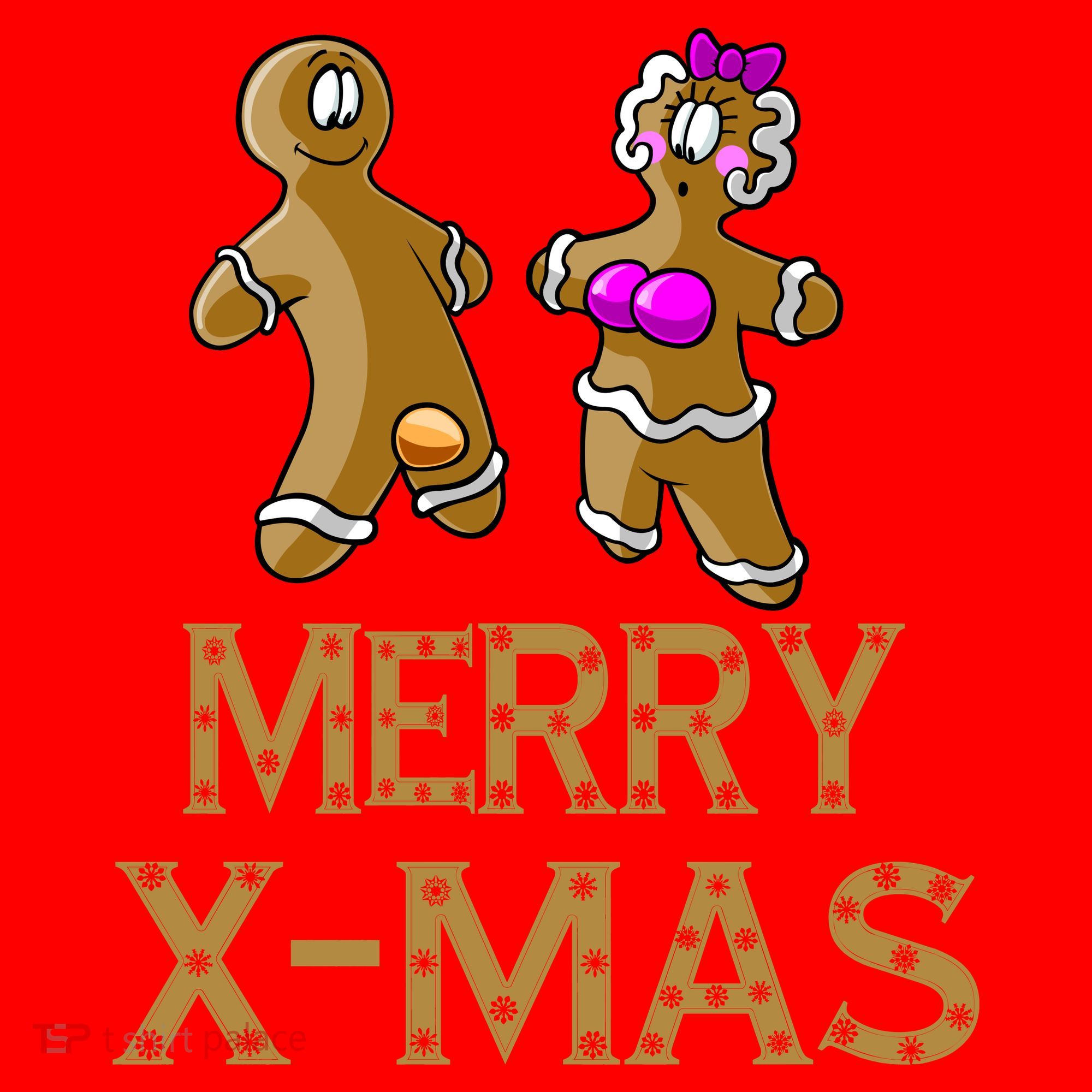 Merry X-Mas Funny Gingerbread Couple T-Shirt