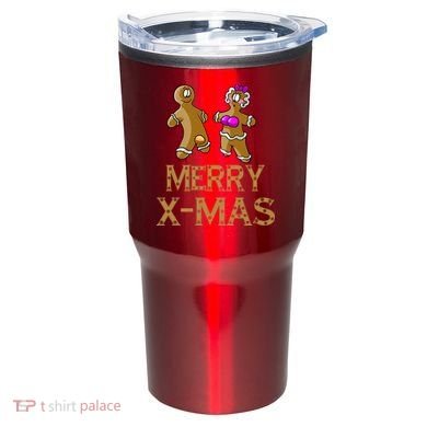 Merry X-Mas Funny Gingerbread Couple Tumbler