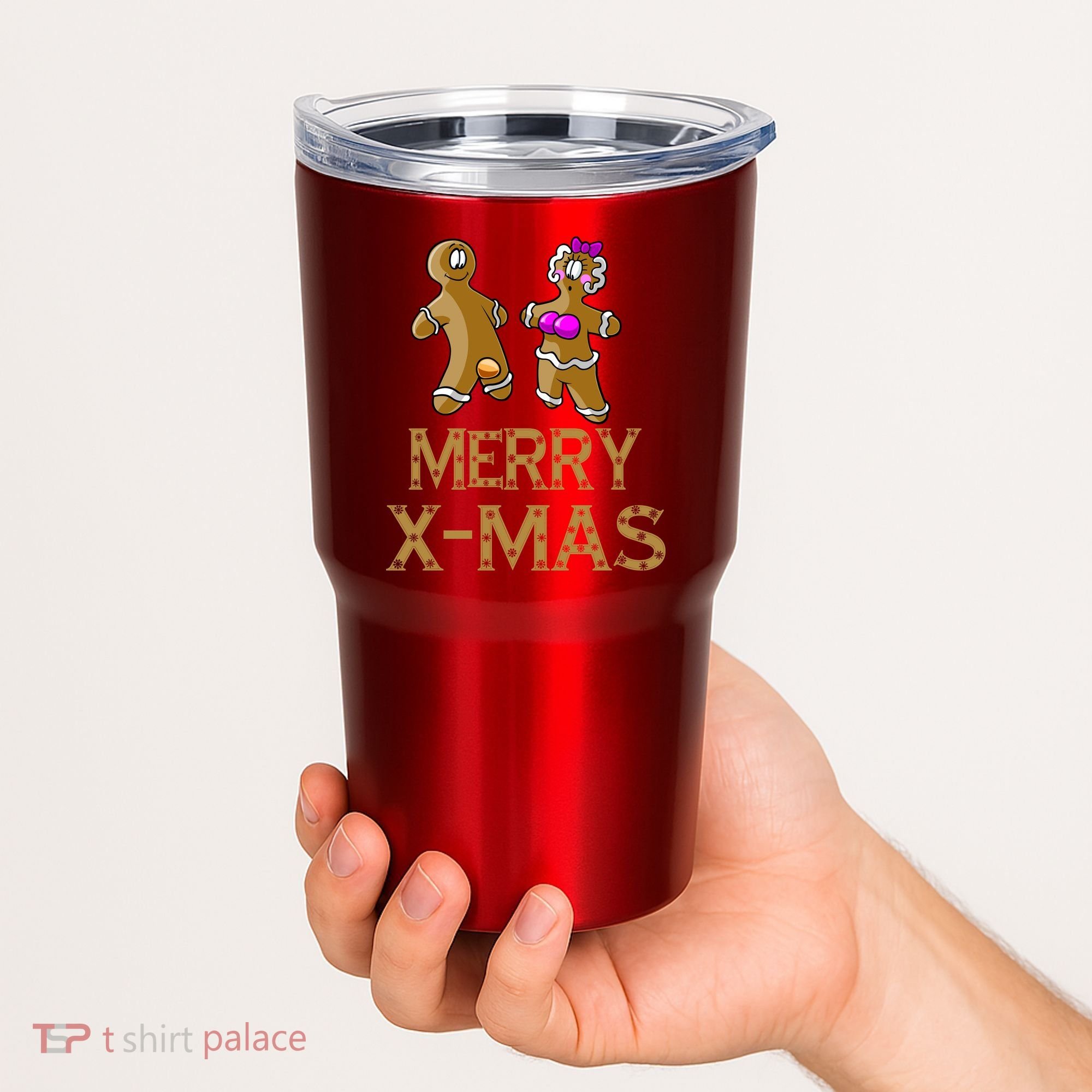 Merry X-Mas Funny Gingerbread Couple Tumbler