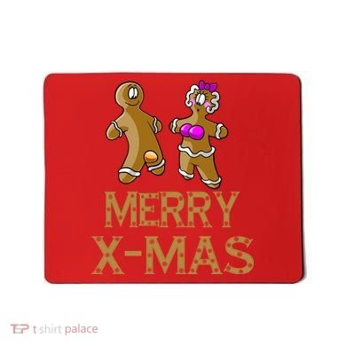 Merry X-Mas Funny Gingerbread Couple Mousepad