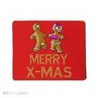 Merry X-Mas Funny Gingerbread Couple Mousepad thumb 0