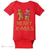 Merry X-Mas Funny Gingerbread Couple Baby Bodysuit thumb 0