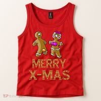 Merry X-Mas Funny Gingerbread Couple Tank Top thumb 2