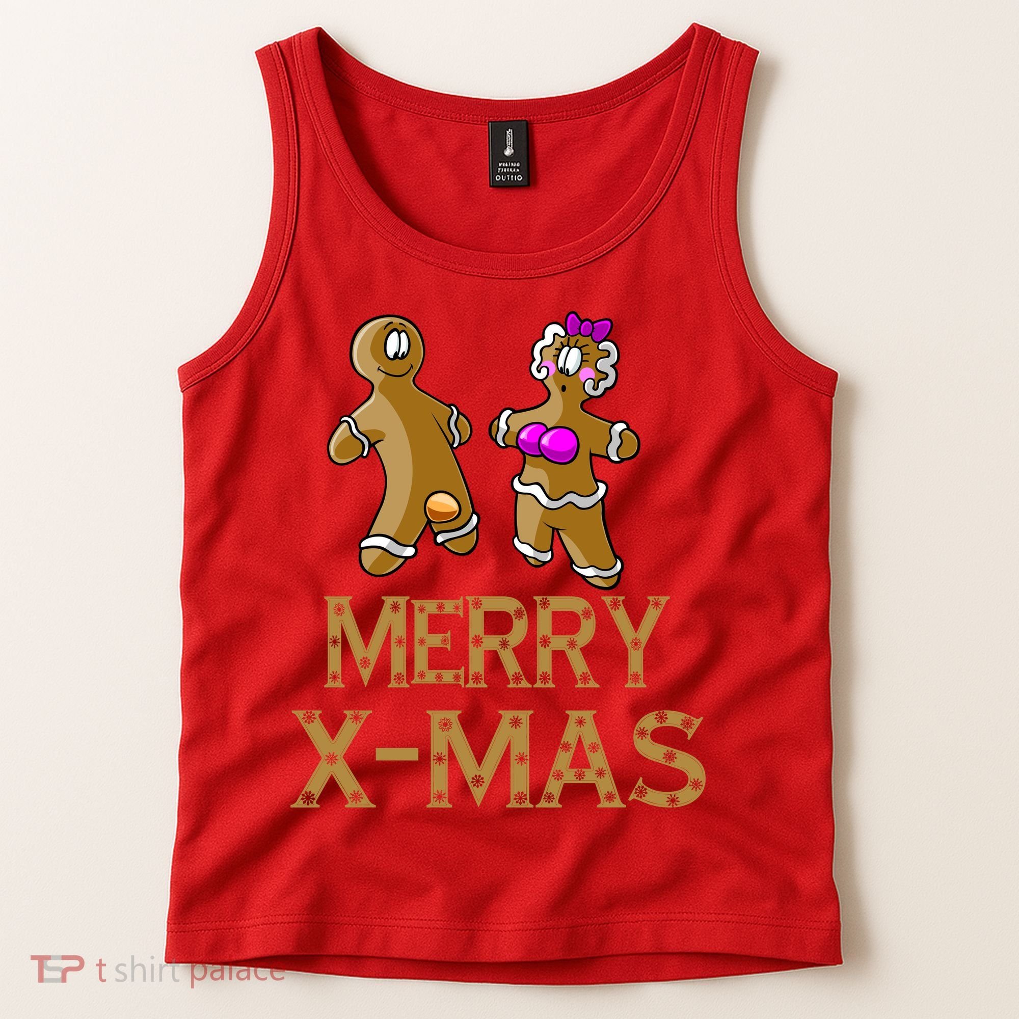 Merry X-Mas Funny Gingerbread Couple Tank Top