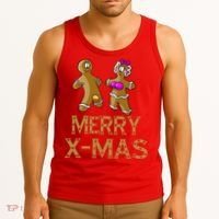 Merry X-Mas Funny Gingerbread Couple Tank Top thumb 3