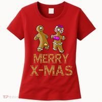 Merry X-Mas Funny Gingerbread Couple Women's T-Shirt thumb 0