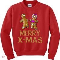 Merry X-Mas Funny Gingerbread Couple Kids Sweatshirt thumb 0