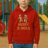 Merry X-Mas Funny Gingerbread Couple Kids Hoodie thumb 2