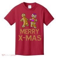 Merry X-Mas Funny Gingerbread Couple Kids T-Shirt thumb 0
