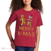 Merry X-Mas Funny Gingerbread Couple Kids T-Shirt thumb 2