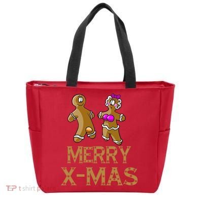 Merry X-Mas Funny Gingerbread Couple Tote Bag