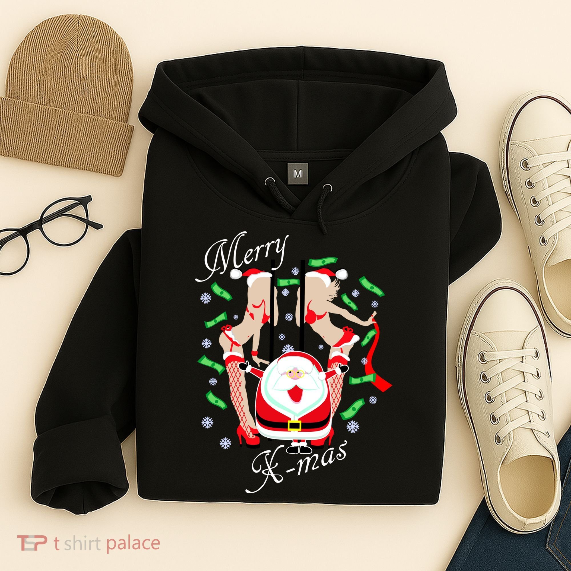 Merry X-Mas Santa's Little Strippers Hoodie