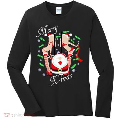 Merry X-Mas Santa's Little Strippers Women's Long Sleeve Shirt