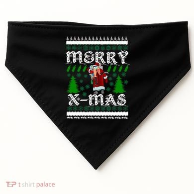 Merry X-Mas Ugly Christmas Sweater USA-Made Doggie Bandana