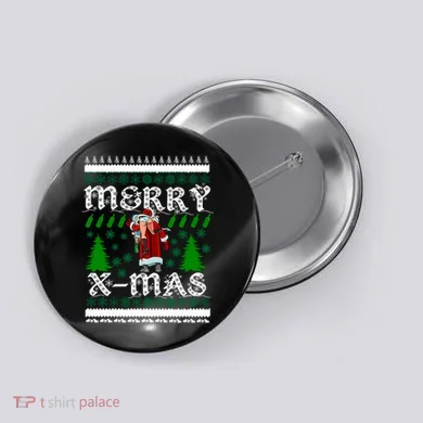Merry X-Mas Ugly Christmas Sweater Button