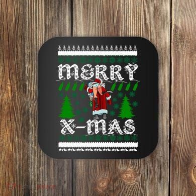 Merry X-Mas Ugly Christmas Sweater Coaster