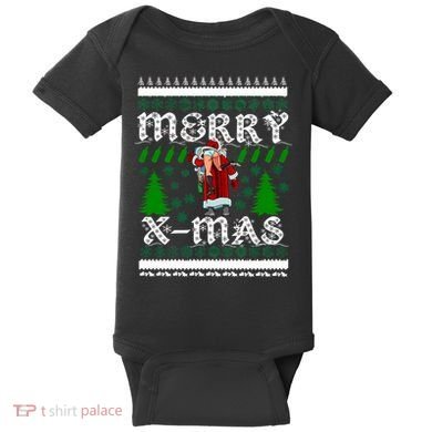 Merry X-Mas Ugly Christmas Sweater Baby Bodysuit