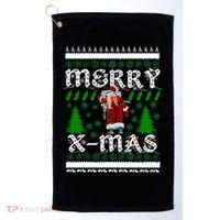 Merry X-Mas Ugly Christmas Sweater Golf Towel thumb 0