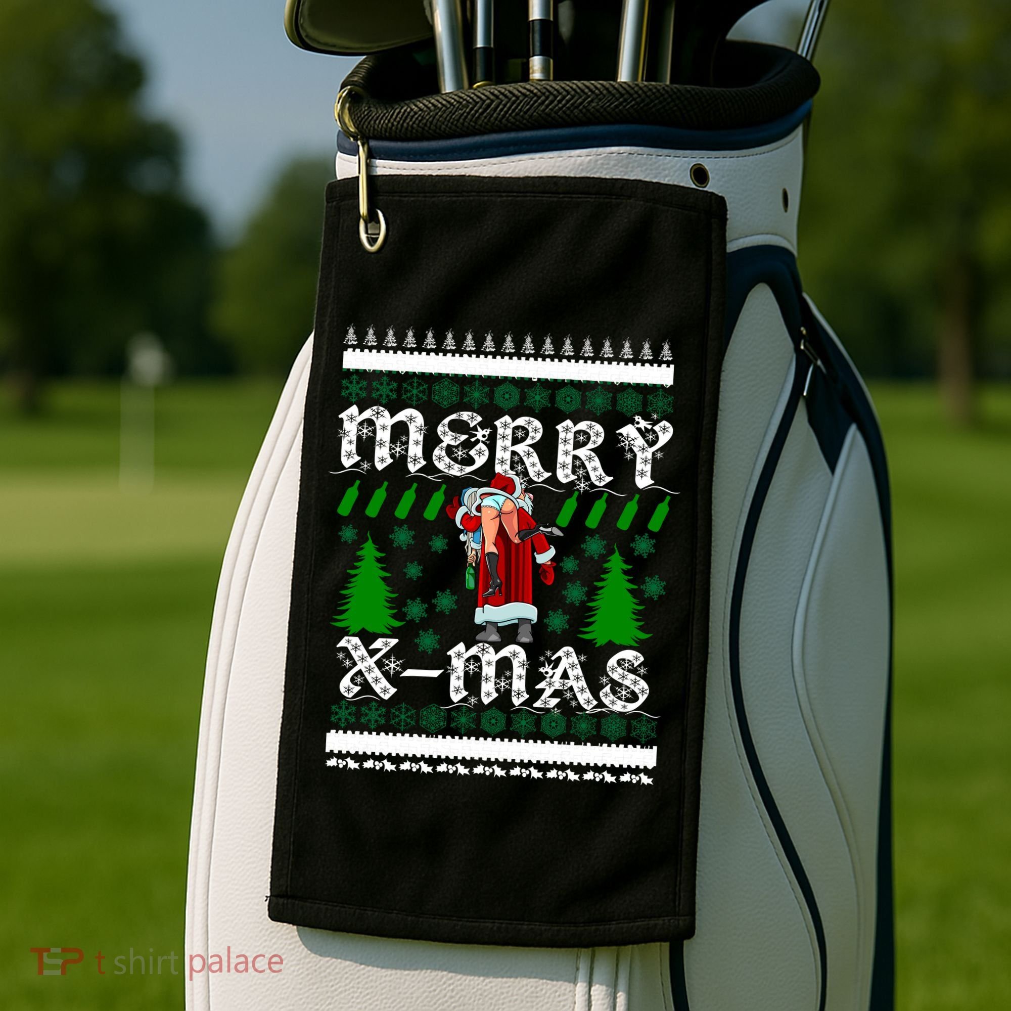 Merry X-Mas Ugly Christmas Sweater Golf Towel