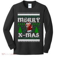 Merry X-Mas Ugly Christmas Sweater Kids Long Sleeve Shirt thumb 0